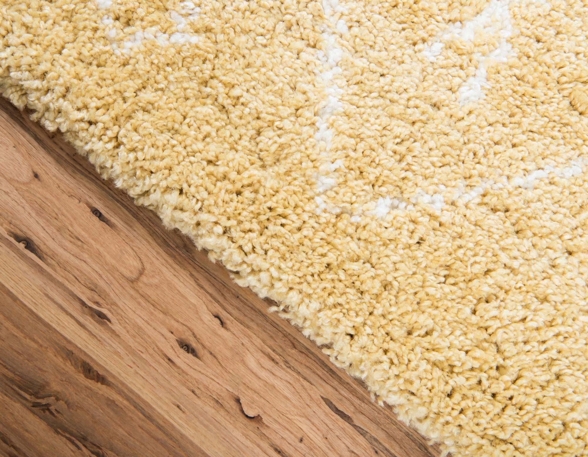 Unique Loom Indoor Rugs - Rabat Shag Rectangular 9x12 Rug Yellow & Ivory