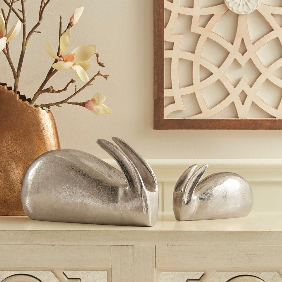 Olliix.com Decorative Objects - Rabbit Transitional Object 12.2"Lx6.7"Wx3.7"H Nickel