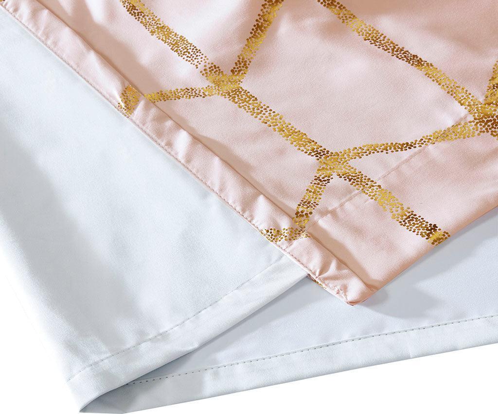 Olliix.com Curtains - Raina 63" Total Blackout Metallic Print Grommet Top Curtain Blush & Gold