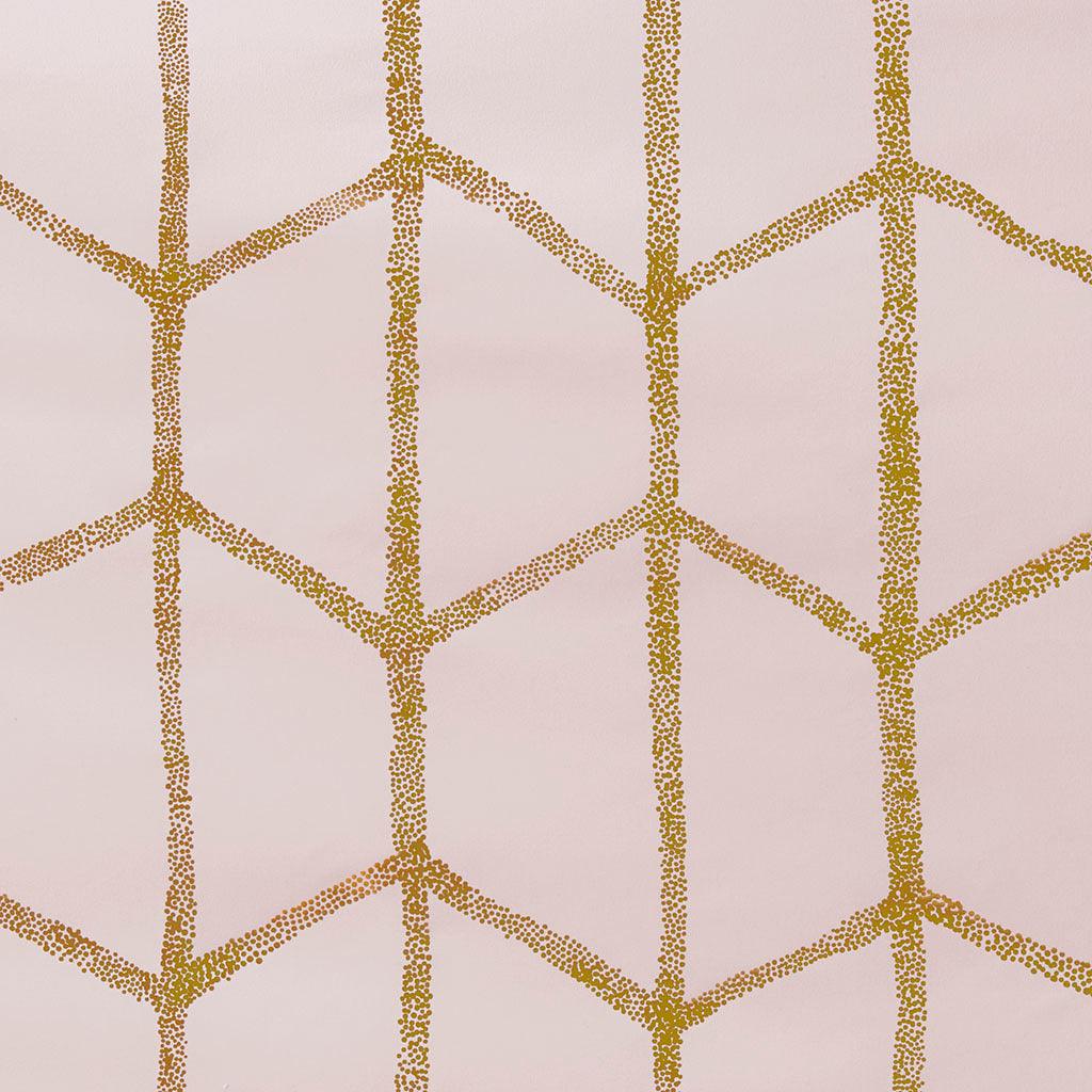 Olliix.com Curtains - Raina 63" Total Blackout Metallic Print Grommet Top Curtain Blush & Gold