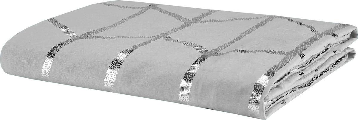 Olliix.com Duvet & Duvet Sets - Raina Full/Queen Metallic Printed Duvet Cover Set Gray & Silver