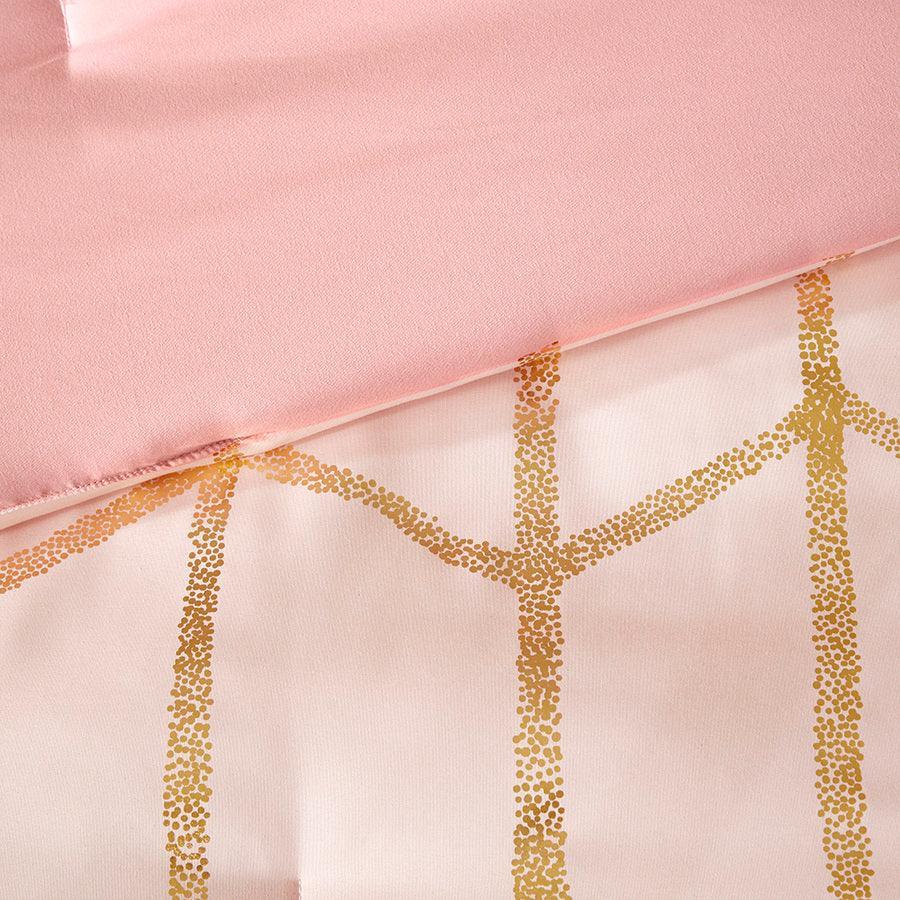 Olliix.com Comforters & Blankets - Raina Metallic Printed 20 " D Comforter Set Blush & Gold Twin/Twin XL