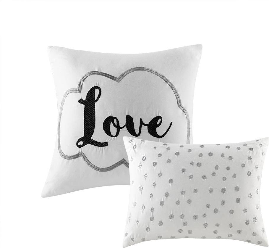Olliix.com Comforters & Blankets - Raina Metallic Printed Comforter Set Gray & Silver Twin/Twin XL