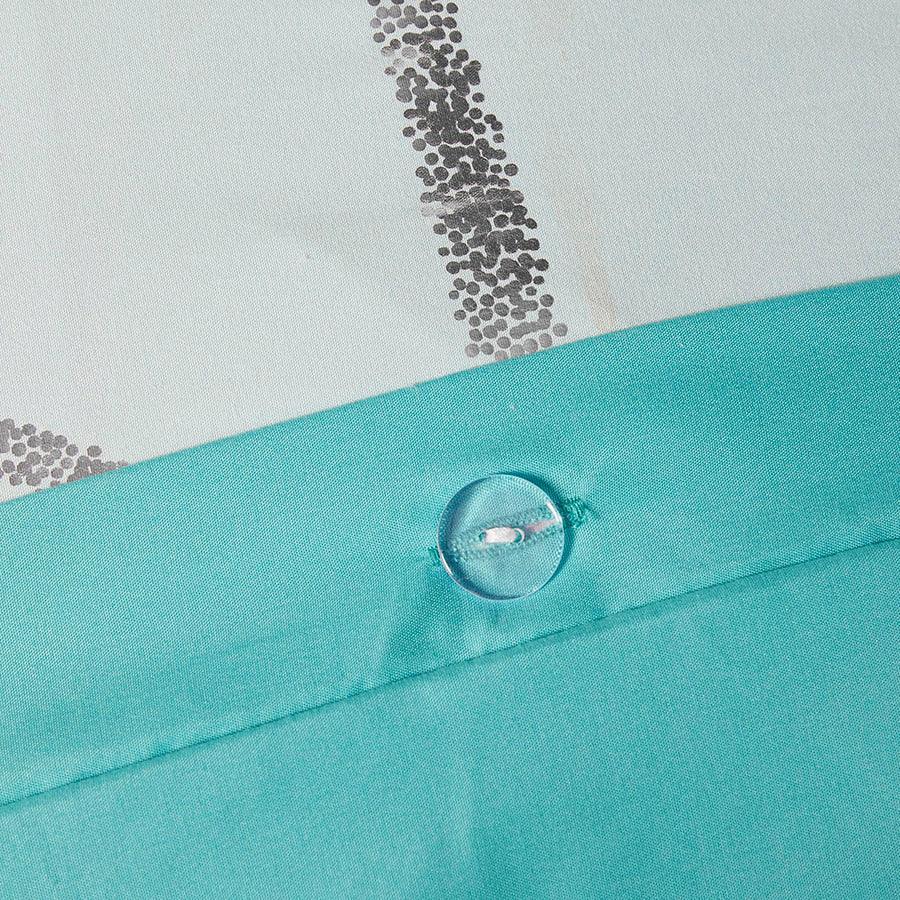 Olliix.com Duvet & Duvet Sets - Raina Twin/Twin XL Metallic Printed Duvet Cover Set Aqua & Silver