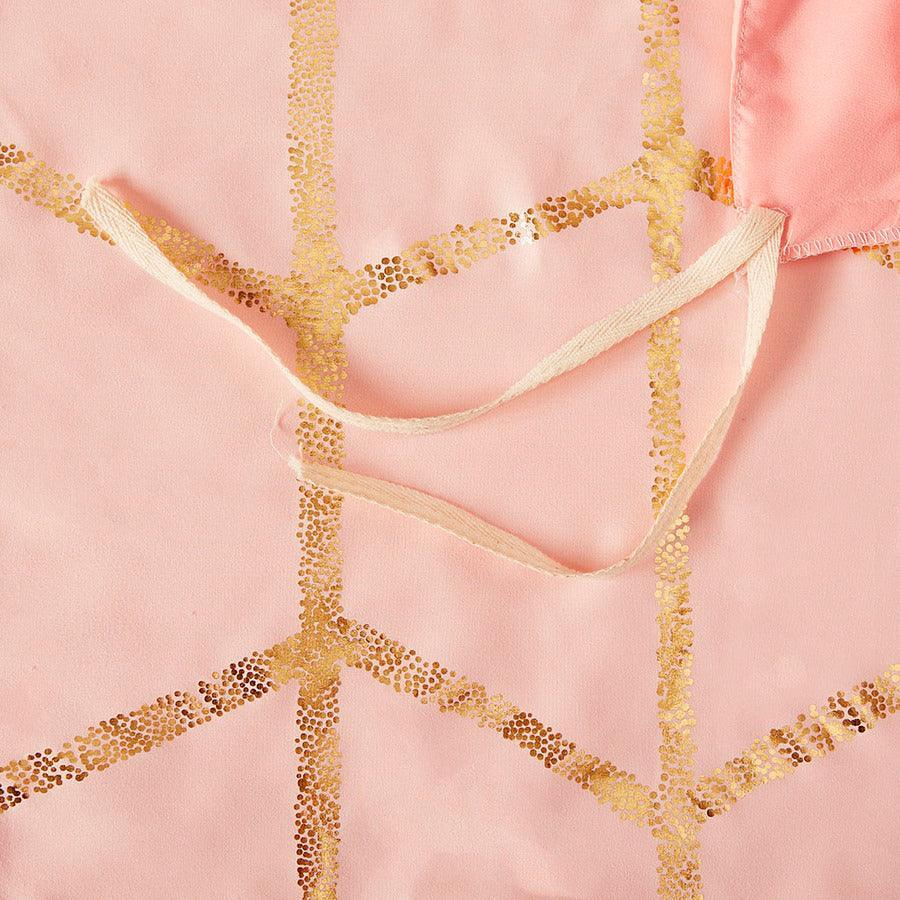 Olliix.com Duvet & Duvet Sets - Raina Twin/Twin XL Metallic Printed Duvet Cover Set Blush & Gold