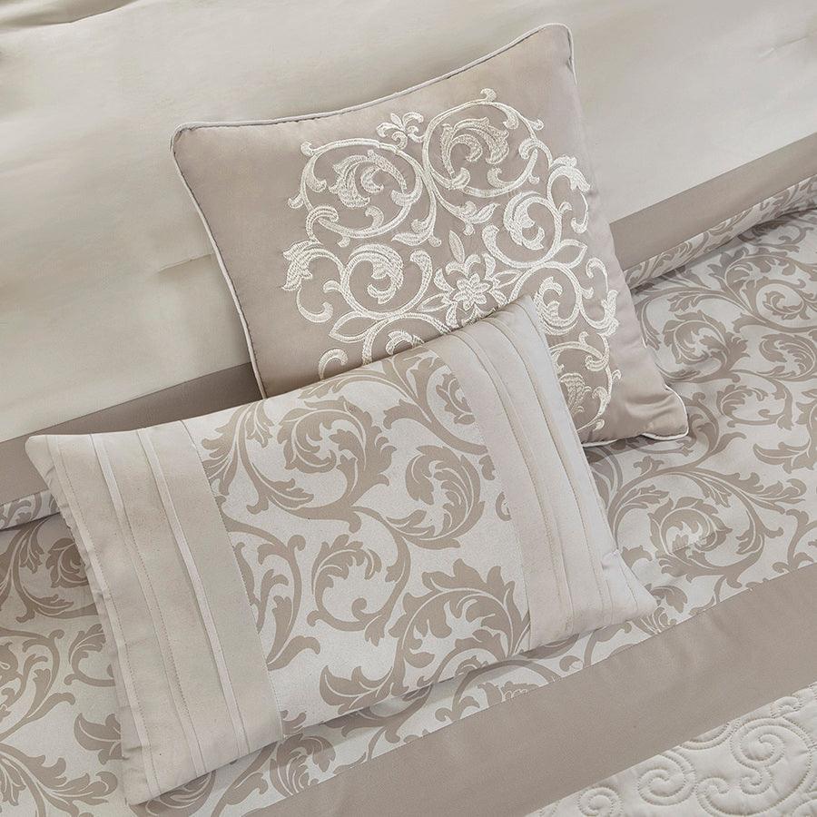 Olliix.com Comforters & Blankets - Ramsey Embroidered 8 Piece Comforter Set Neutral Cal King