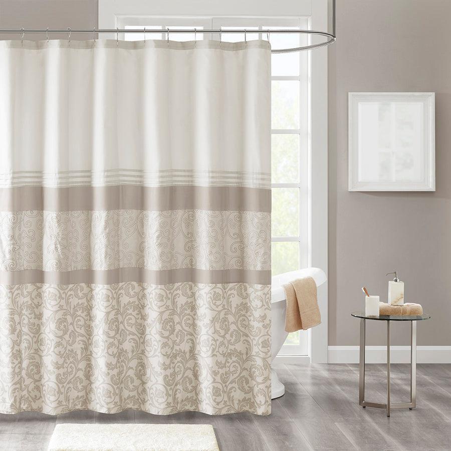 Olliix.com Shower Curtains - Ramsey Printed and Embroidered Shower Curtain Neutral