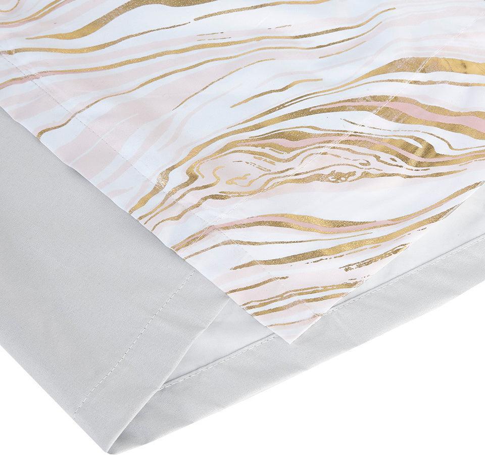 Olliix.com Curtains - Rebecca Grommet Top Metallic Printed Total Blackout Curtain 63" Panel Blush