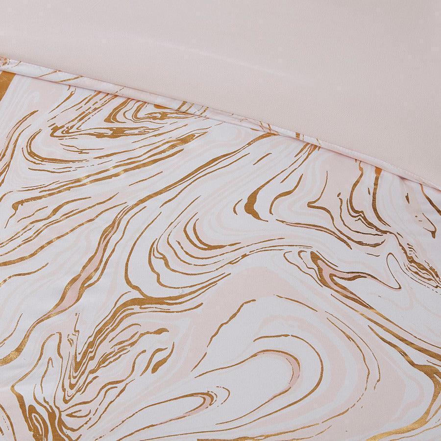 Olliix.com Comforters & Blankets - Rebecca King/California King Metallic Printed Comforter Set Blush & Gold