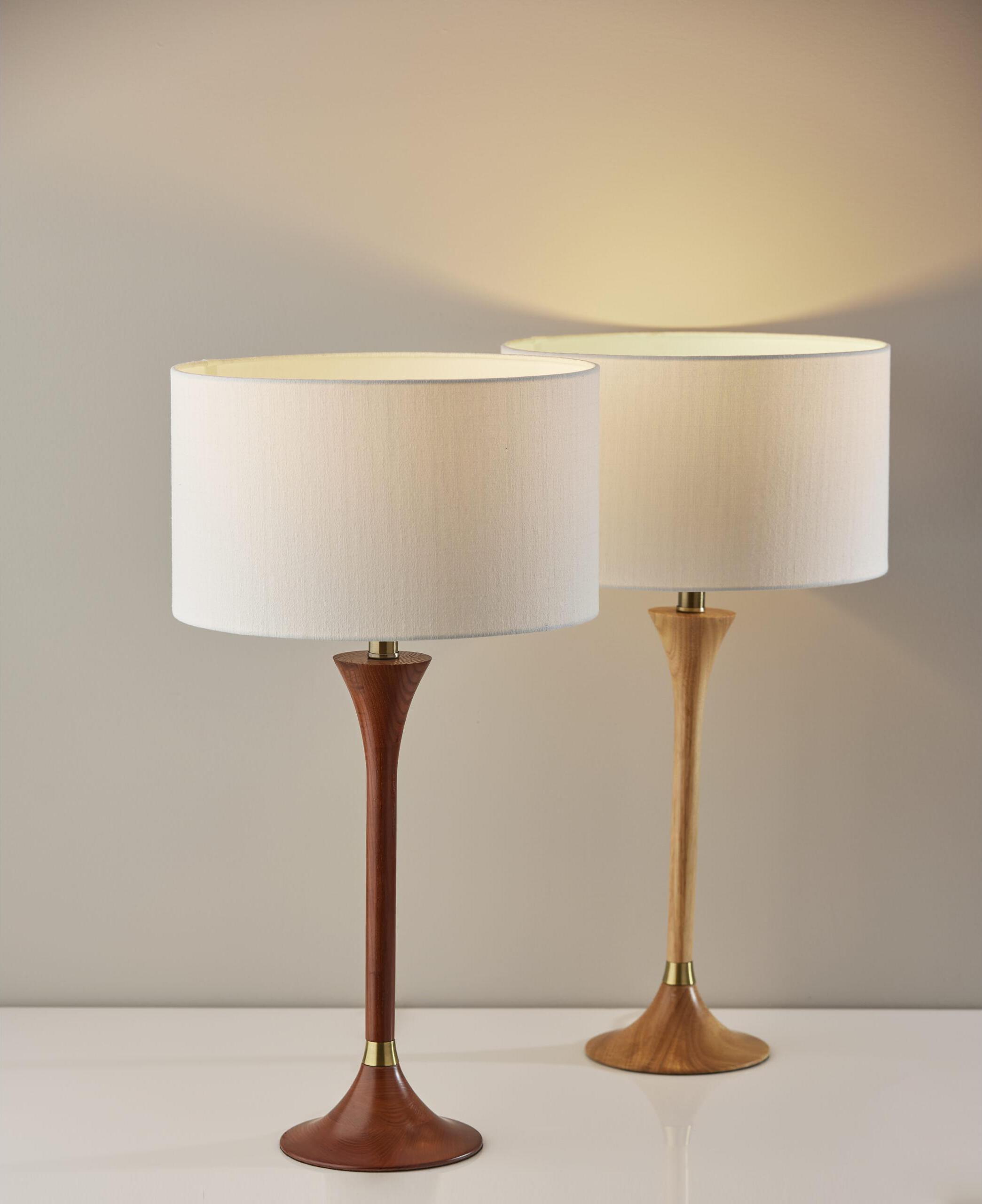 Adesso Table Lamps - Rebecca Table Lamp White & Walnut
