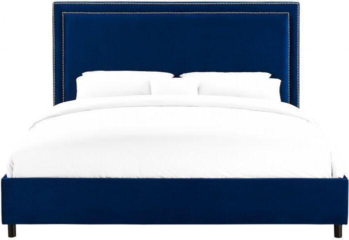 Tov Furniture Beds - Reed Navy Velvet Bed in Queen