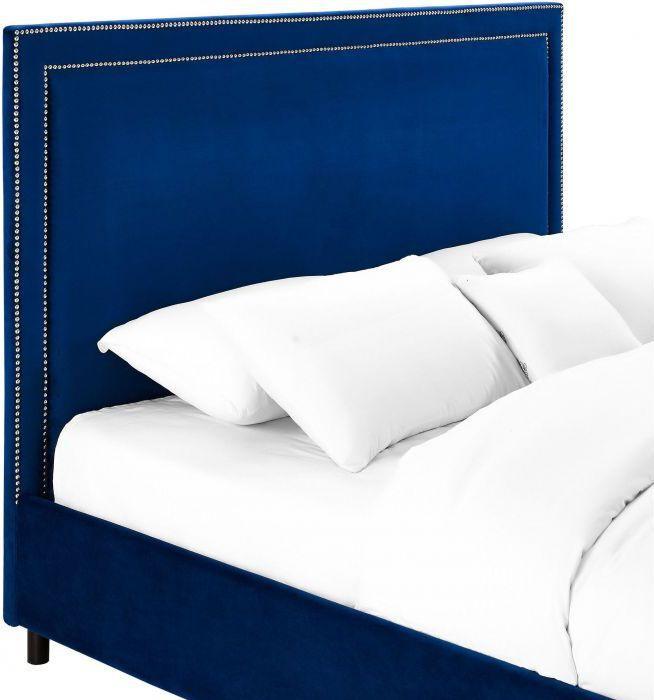 Tov Furniture Beds - Reed Navy Velvet Bed in Queen
