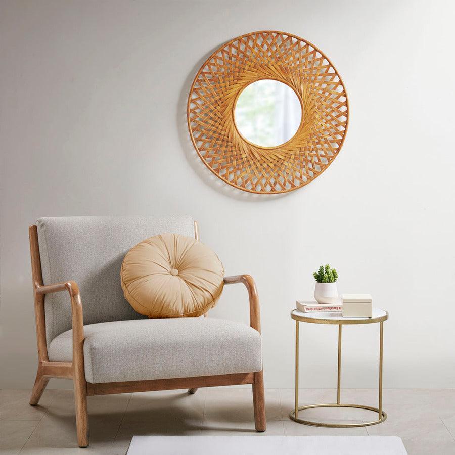 Olliix.com Wall Art - Reed Round Bamboo Wall Decor Mirror Natural