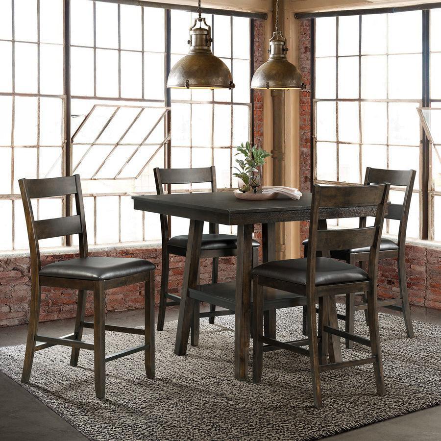 Elements Dining Sets - Reid 5PC Counter Height Dining Set-Table & Four Chairs Dark Walnut