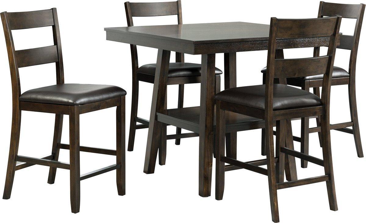 Elements Dining Sets - Reid 5PC Counter Height Dining Set-Table & Four Chairs Dark Walnut
