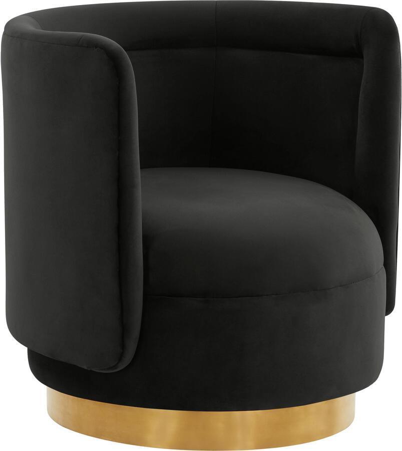 Tov Furniture Accent Chairs - Remy Black Velvet Swivel Chair Black