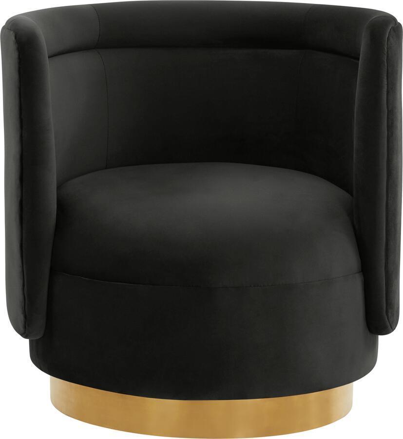 Tov Furniture Accent Chairs - Remy Black Velvet Swivel Chair Black