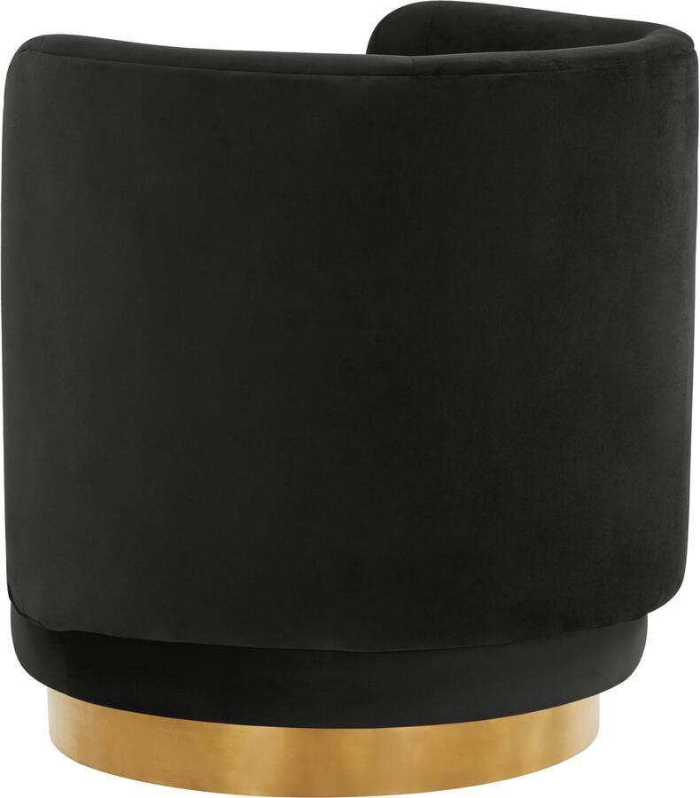 Tov Furniture Accent Chairs - Remy Black Velvet Swivel Chair Black