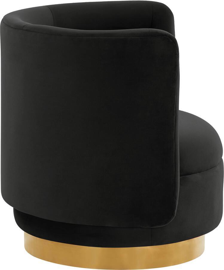 Tov Furniture Accent Chairs - Remy Black Velvet Swivel Chair Black