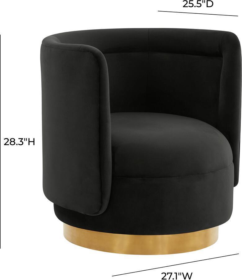 Tov Furniture Accent Chairs - Remy Black Velvet Swivel Chair Black