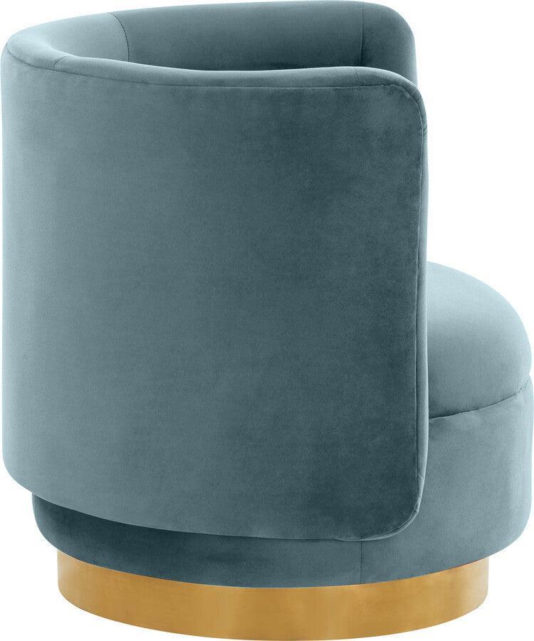 Tov Furniture Accent Chairs - Remy Bluestone Velvet Swivel Chair Bluestone