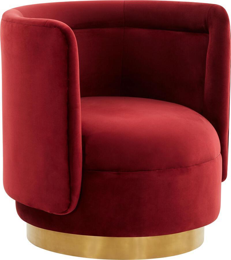 Tov Furniture Accent Chairs - Remy Maroon Velvet Swivel Chair Maroon