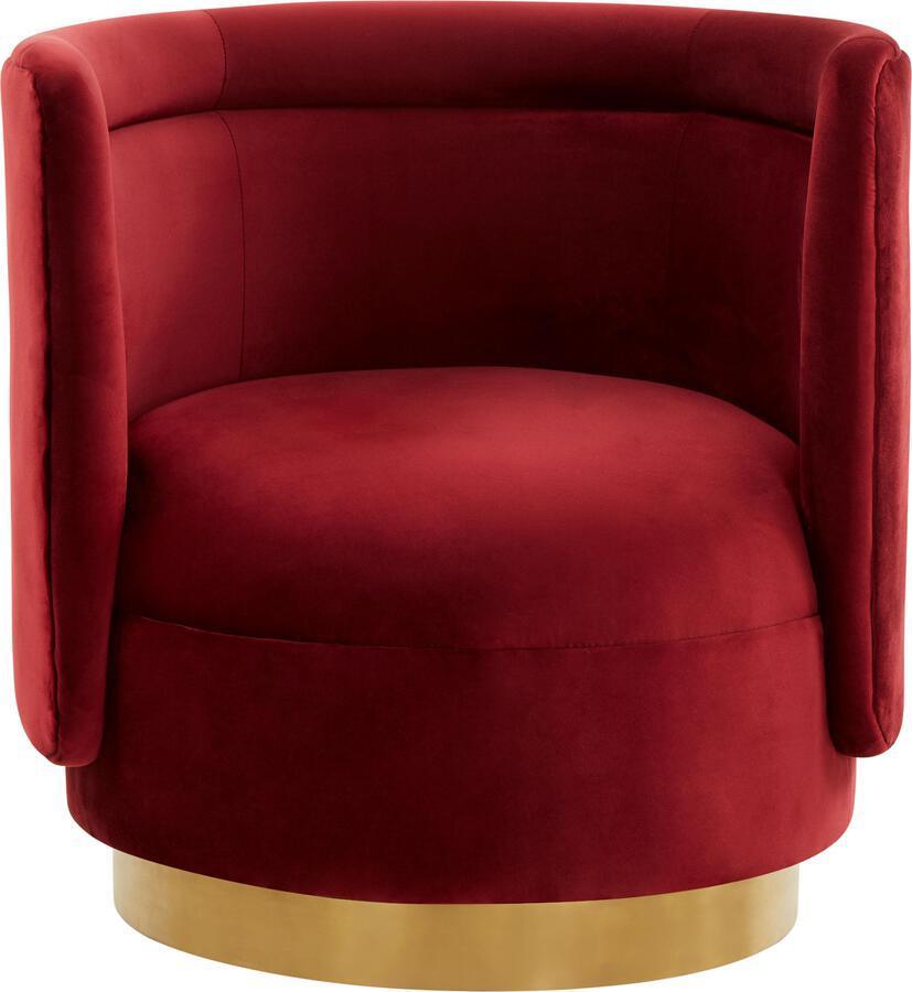 Tov Furniture Accent Chairs - Remy Maroon Velvet Swivel Chair Maroon