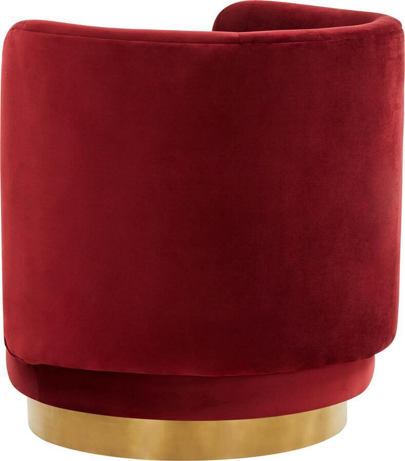Tov Furniture Accent Chairs - Remy Maroon Velvet Swivel Chair Maroon