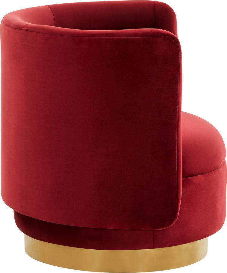 Tov Furniture Accent Chairs - Remy Maroon Velvet Swivel Chair Maroon