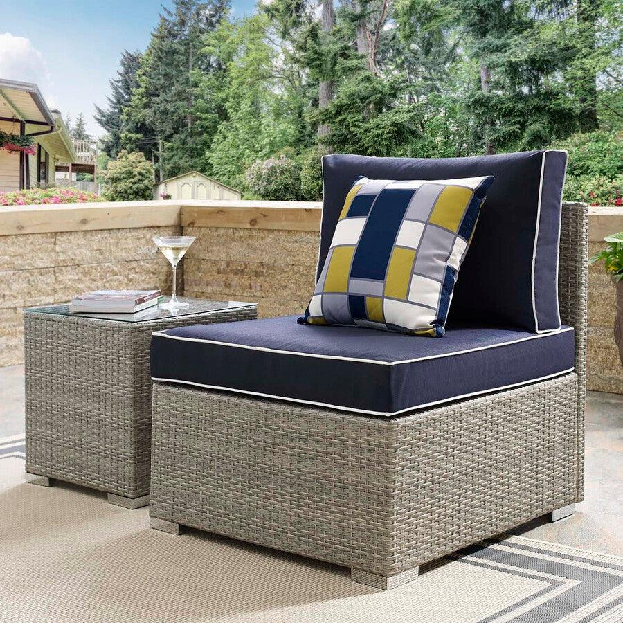 Modway Outdoor Chairs - Repose Outdoor Patio Armless Chair Light Gray Navy