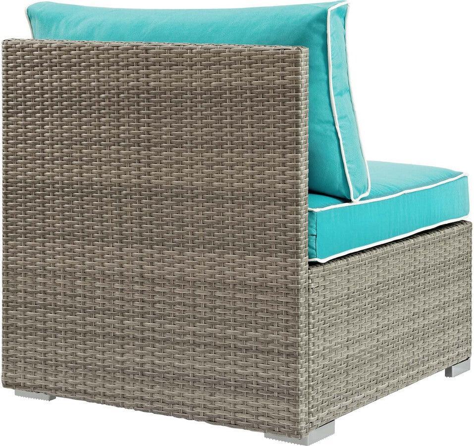 Modway Outdoor Chairs - Repose Outdoor Patio Armless Chair Light Gray Turquoise