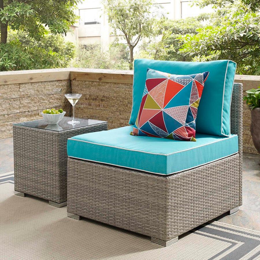 Modway Outdoor Chairs - Repose Outdoor Patio Armless Chair Light Gray Turquoise