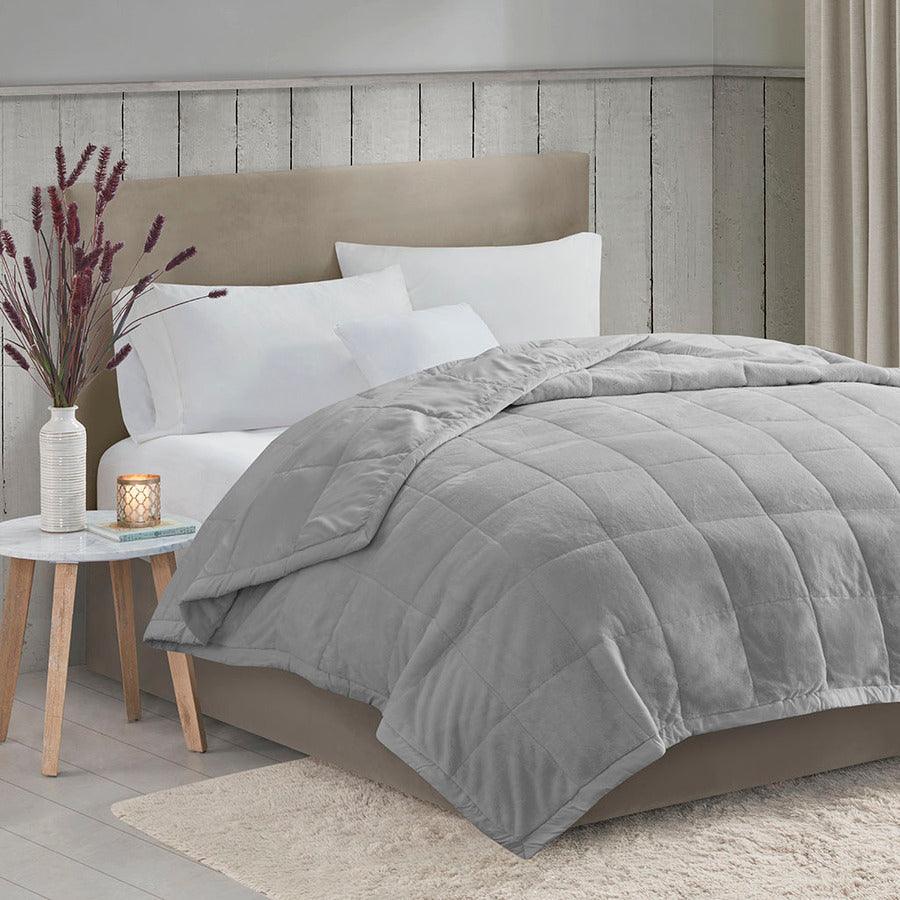 Olliix.com Comforters & Blankets - Reversible HeiQ Smart Temperature Down Alternative Blanket Grey MP51-6377