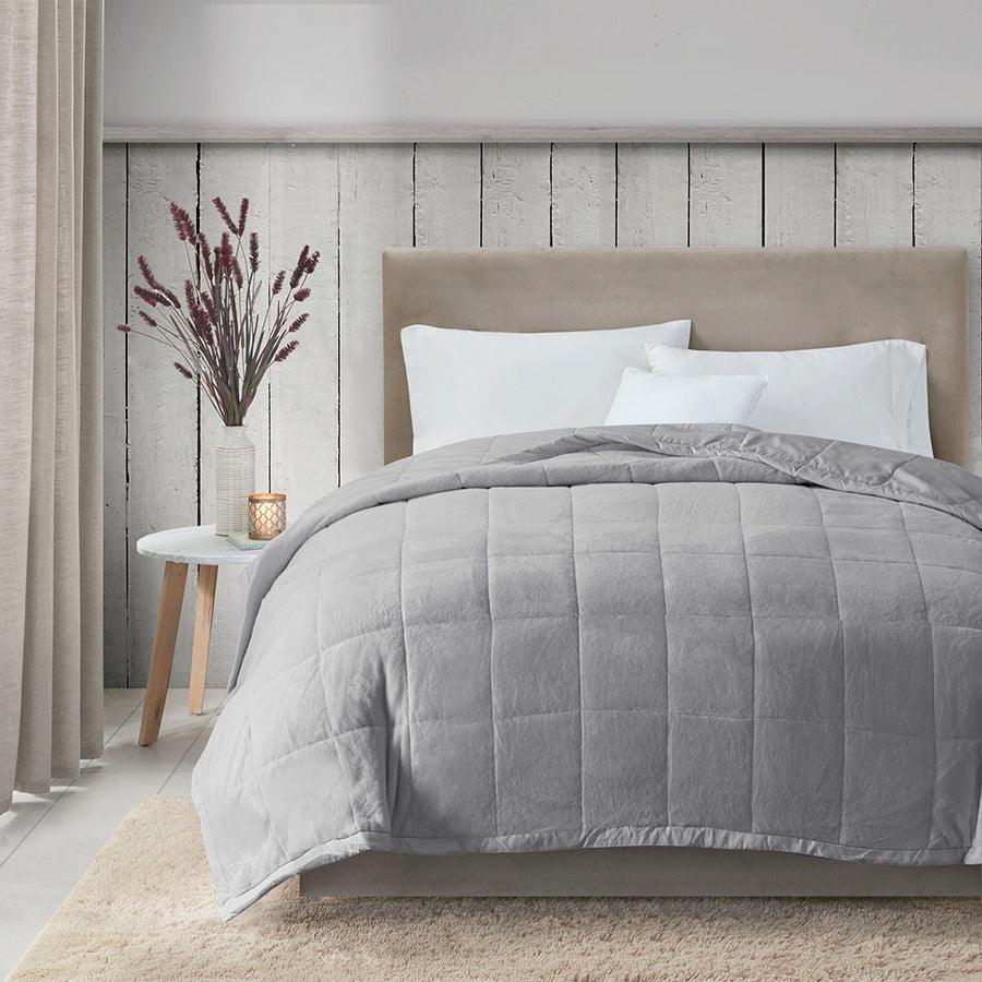 Olliix.com Comforters & Blankets - Reversible HeiQ Smart Temperature Down Alternative Blanket Grey MP51-6377