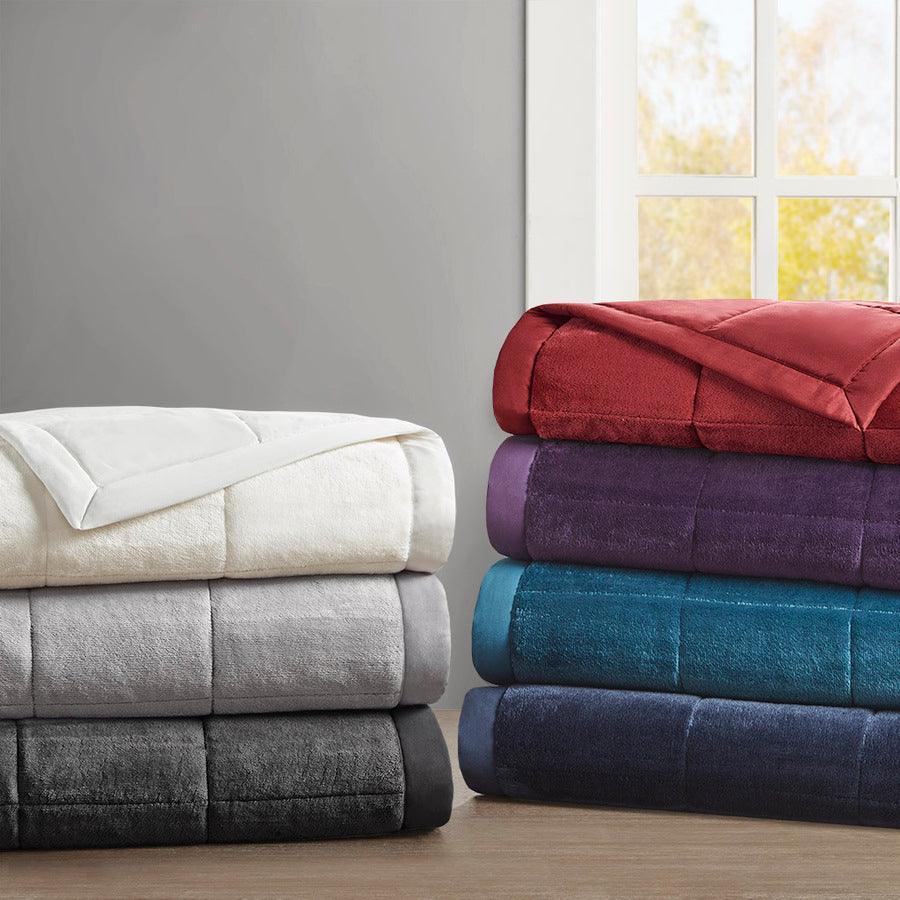 Olliix.com Comforters & Blankets - Reversible HeiQ Smart Temperature Down Alternative Blanket Ivory MP51-6374