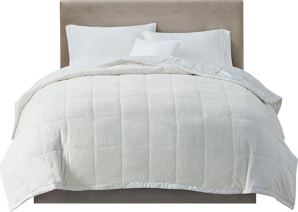 Olliix.com Comforters & Blankets - Reversible HeiQ Smart Temperature Down Alternative Blanket Ivory MP51-6374
