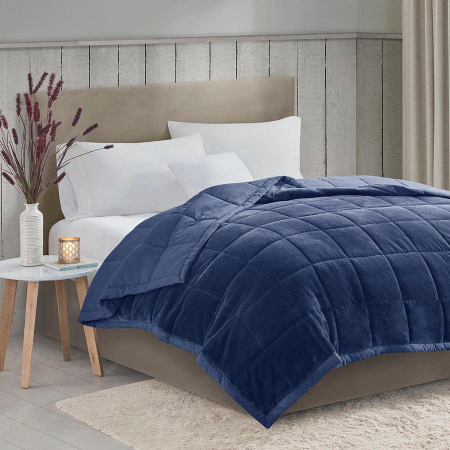 Olliix.com Comforters & Blankets - Reversible HeiQ Smart Temperature Down Alternative Blanket Navy MP51-6380