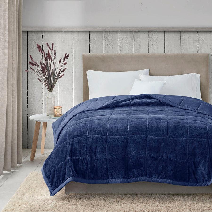 Olliix.com Comforters & Blankets - Reversible HeiQ Smart Temperature Down Alternative Blanket Navy MP51-6380