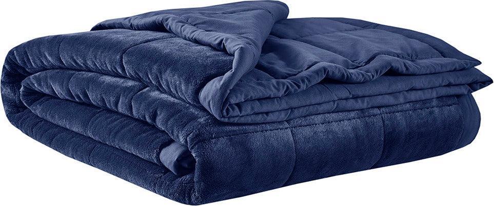 Olliix.com Comforters & Blankets - Reversible HeiQ Smart Temperature Down Alternative Blanket Navy MP51-6380