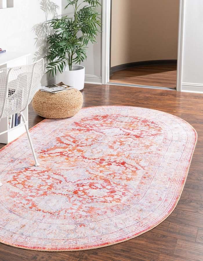 Unique Loom Indoor Rugs - Revival Traditional 7x10 Oval Oval Rug Rust Red