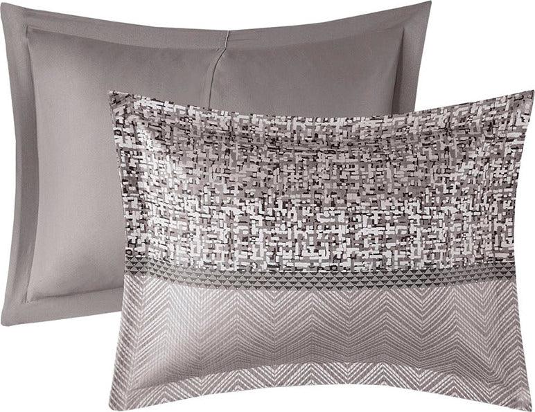 Olliix.com Comforters & Blankets - Rhapsody Casual 7 Piece Jacquard Comforter Set Gray | Taupe Cal King