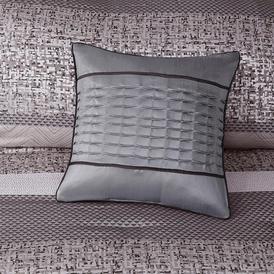 Olliix.com Comforters & Blankets - Rhapsody Casual 7 Piece Jacquard Comforter Set Gray | Taupe Cal King