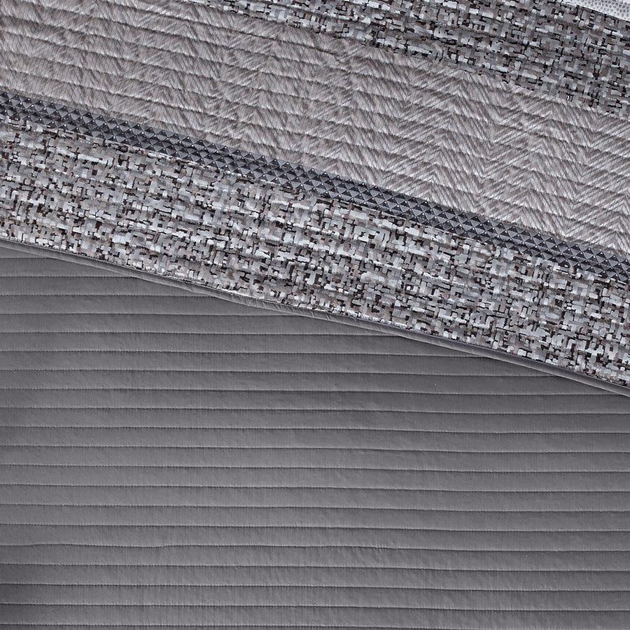 Olliix.com Comforters & Blankets - Rhapsody King/California King 6 Piece Reversible Jacquard Coverlet Set Gray & Taupe
