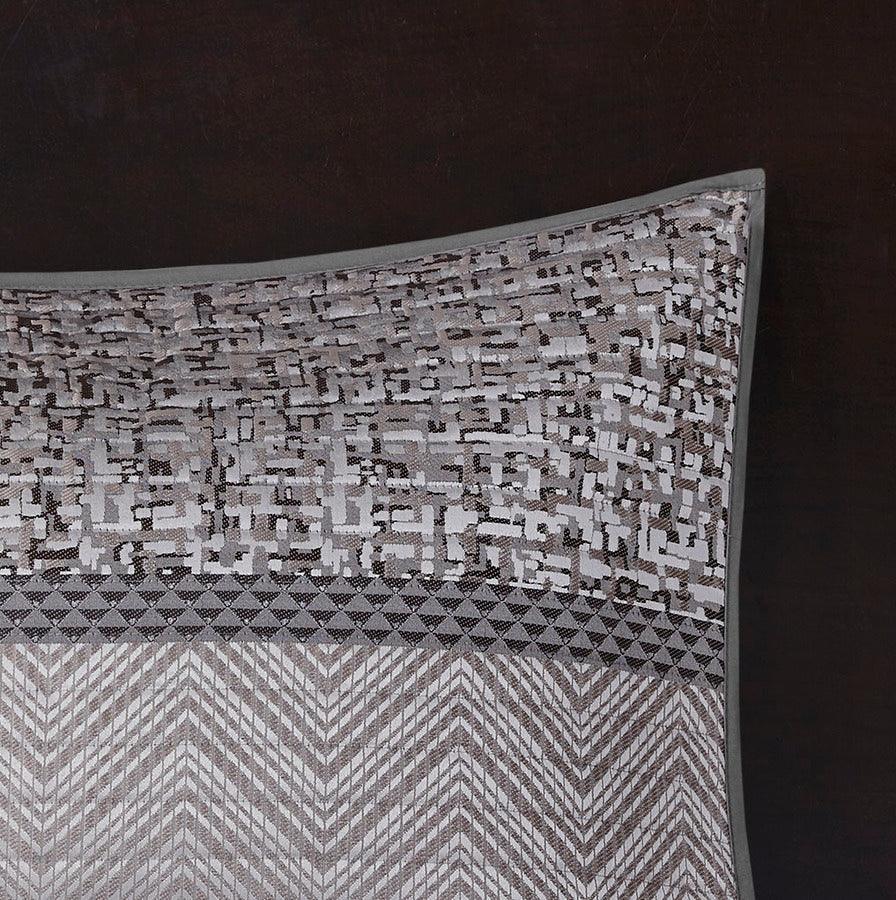 Olliix.com Comforters & Blankets - Rhapsody King/California King 6 Piece Reversible Jacquard Coverlet Set Gray & Taupe