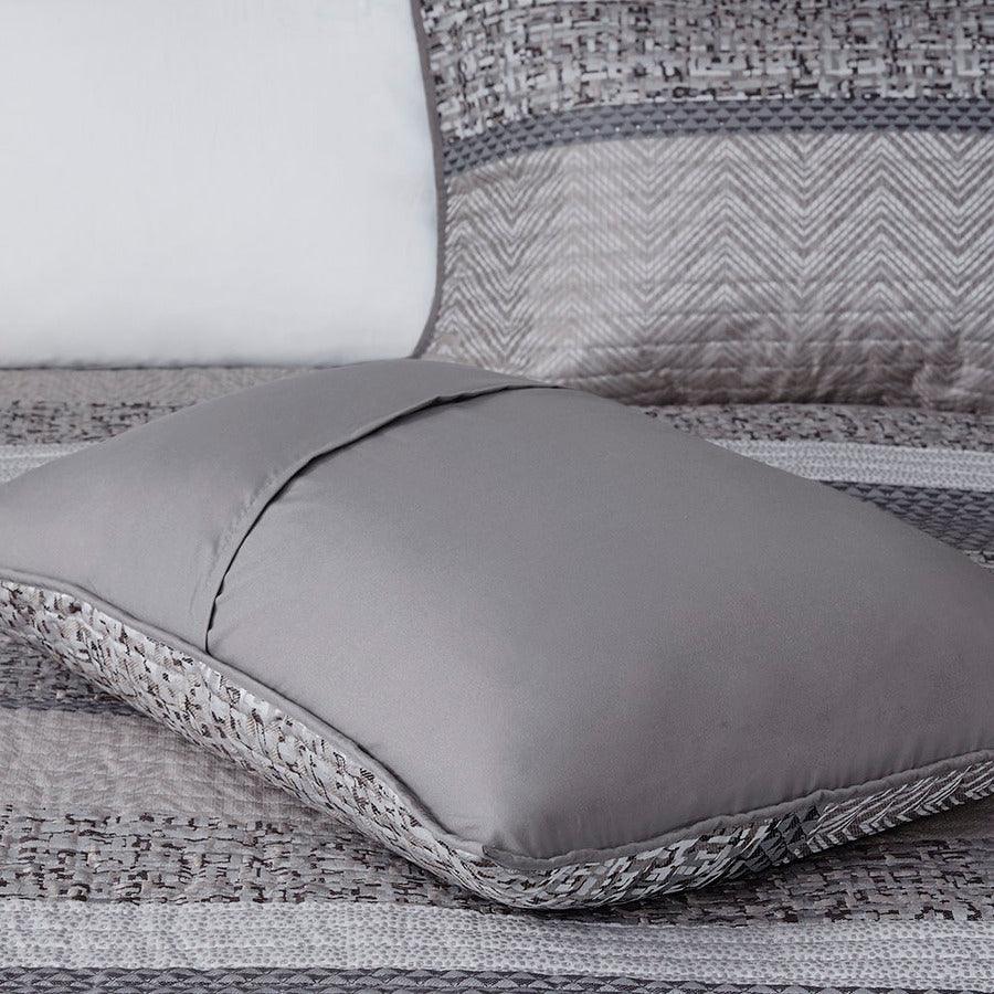 Olliix.com Comforters & Blankets - Rhapsody King/California King 6 Piece Reversible Jacquard Coverlet Set Gray & Taupe