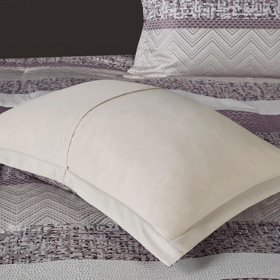 Olliix.com Comforters & Blankets - Rhapsody Traditional 7 Piece Jacquard Comforter Set Purple Cal King