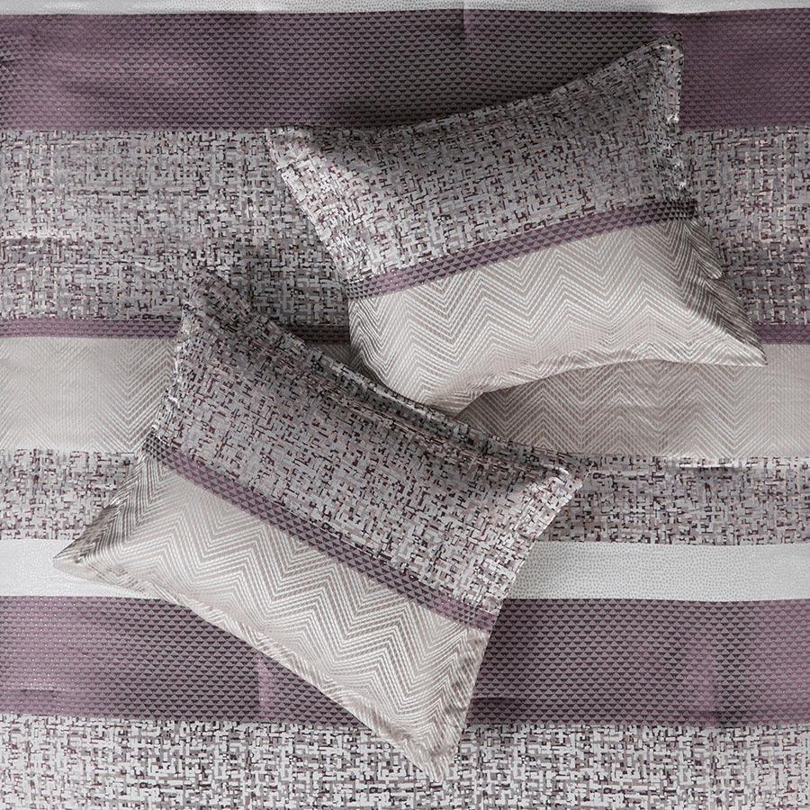 Olliix.com Comforters & Blankets - Rhapsody Traditional 7 Piece Jacquard Comforter Set Purple Cal King
