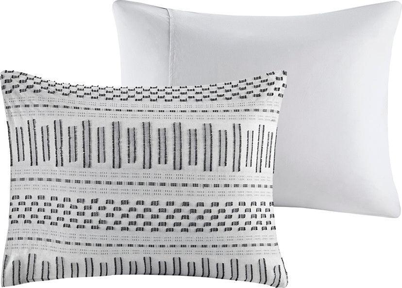 Olliix.com Comforters & Blankets - Rhea Cotton 20" D Jacquard Comforter Mini Set Gray Full/Queen