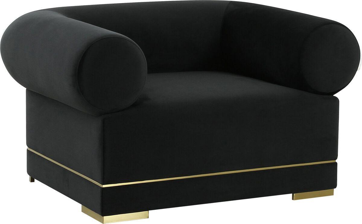 Tov Furniture Accent Chairs - Ricardo Black Velvet Accent Chair