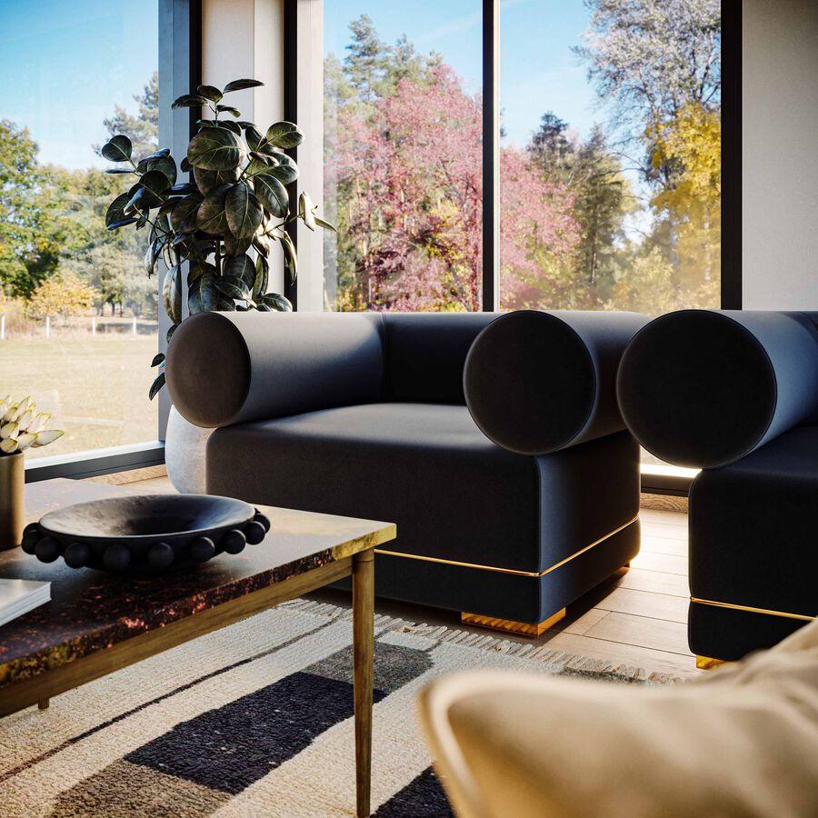Tov Furniture Accent Chairs - Ricardo Black Velvet Accent Chair